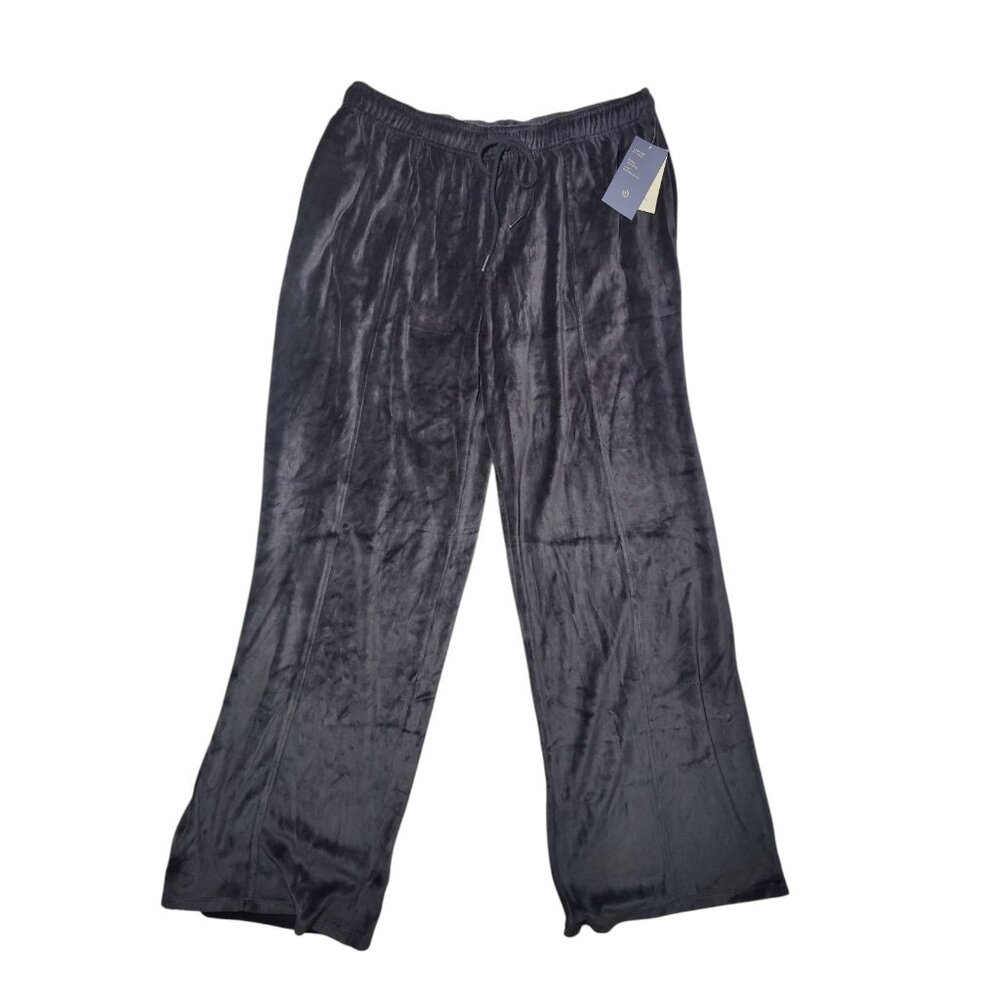 Universal‎ Thread Black Velour Casual Pull On Wide Leg Pants L NWT
